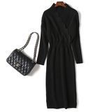 The New Women's Wear Fashion Slim V-Neck Knit Dress