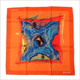 New Design Solid Color Uniform Printed Silk Polyester Logo Scarf (SF-016)