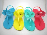 PVC Crytal Sandal with Flower Upper