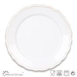 Classic Design White Lotus Rim Stoneware Dinner Plate