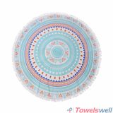 Printed Microfiber Round Mandala Beach Towel with Tassels