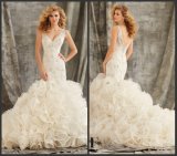 Mermaid Bridal Gowns Cascading Ruffles Organza Lace Wedding Dresses Z7003
