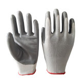 Cheap Polyester Lined Gray Nitrile Gloves Size 10