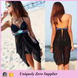 2017 Women Sexy Gauze Style Swimwear Printed Belt Tuxedo Bikini