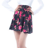 Fashion Women Leisure Casual Chiffon Printed Pleated Skirt