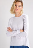 Women's Long Sleeves Light Grey Melange Sweatershirt