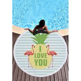 Flamingo Circle Beach Mat. Round Towel