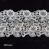 White Thick Lace Fabric Trim, Wide Trimming Lace with Dome Shape, Fancy Lace Designs L098