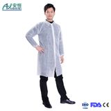 Disposable Nonwoven White Hooded Lab Coat Surgical Use