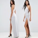 Tall One Shoulder Maxi Dress with Exposed Zip