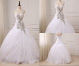 Latest Sweetheart Ball Gown Beaded White Tulle Wedding Bridal Gowns