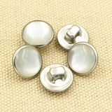 Transparent Bead Cap Silver Metal Brass Shank Sewing Button