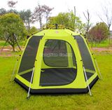 Outdoor Double Layer Big Tent, 3-4 Person Full Auto Camping Tent, Telescopic Aluminum Rod Tents