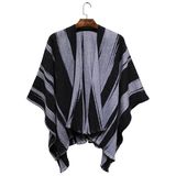 Lady Fashion Acrylic Tatted Striped Winter Fringe Shawl (YKY4492)