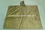 Breathable Waterproof Olive Green Rain Poncho with Hood