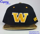 Golden Leather Brim Snapback Cap Hat Supplier