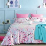 Fresh Silky Printed Flower King Size Luxury Bridal Tencel Bedding Set