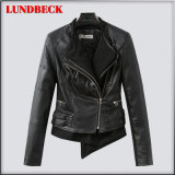 New Arrived Black PU Jacket for Women Outer Wear