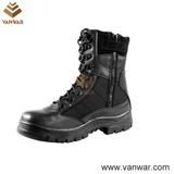 Black Leather Canvas Athletic Military Tactical Boots (WTB011)