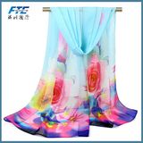 High Quality Flower Printed Silk Chiffon Infinity Spring Scarf