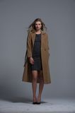 Ladies Long Coat Polyester Nylon Warm Comfortable Autumn Winter Button Fashion