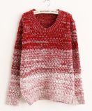 Gradual Blending Loose Round Neck Sweater Hedging Women Sweater (BTQ094)