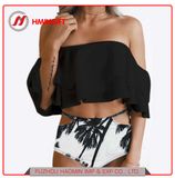 Sexy off-Shoulder Bikini Multicolor Lotus Leaf Halter Tankinis Swimsuit High Waist Swimwear