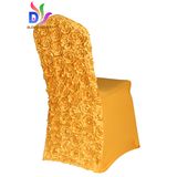 New Design Hot Sold Back Gold 3D Embroidery Spandex Lycra Chair Cover