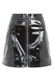 Hot Sale Zip Through Shinny Glossy Leather Mini Skirt for Girls