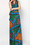 2017 Latest Design African Wax Printed off Shoulder Sex Long Dresses