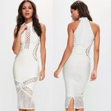 Round Collar Evening Dress with Grid Sexy Evening Dress