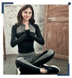 Women Contrast Color Polyester Blend Spandex Hoodies and Yoga Pants