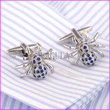 Blue Rhinestone Spider Sharp Men's Cuff Links