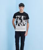 Round Neck Patterned Knit Short Sleeve Men Sweater