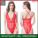 China Best Selliing Red Lace Transparent One-Piece Sexy Lingerie