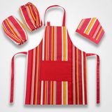 Colorful Strip Pattern Printed 100% Cotton Washable Bib Cooking Kids Kitchen Apron