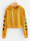 2017 Hot Sale New Designs Plain Letters Print Women Crop Hoodies Wholesale