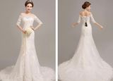 2017 Half Sleeves off Shoulder Fit & Flare Wedding Bridal Dress