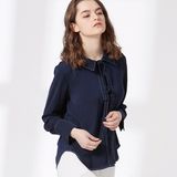 Ladies Fashion Plain Chiffon Formal Wear Bandage Women Shirt