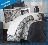 Black Vintage Design 7PCS Microfiber Comforter Bedding Set