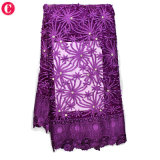 New Arrival Purple Tulle Embroidery Lace Fabric
