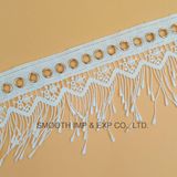 Polyester Material Black Ribbon Eyelet Garment Accessories Tassel Lace Fabric