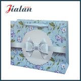 Glossy Laminated Ivory Paper Flowers & Printed Bowknot Gift Paper Bag