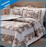 Gray Rose Pattern Polyester Quilted Bedspread Set