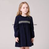 High Quality Long Sleeve Lovely Doll Neck Dress Children Wear