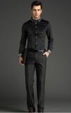 Dark Gray Patchwork Lapel Optimization Long-Sleeved Shirt