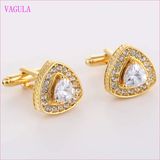 VAGULA Quality Hot Sales Gold Gemelos Zircon Cuff Links   (327)