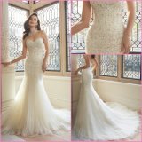 Strapless Bridal Formal Gown Mermaid Sweetheart Tulle Lace Wedding Dress Y11629