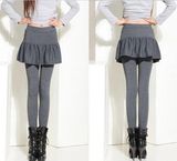 Women's Skirt Leggings Footless Cotton Pleated Long Pants