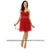 A-Line Sweetheart Mini Appliques Beaded Organza Cocktail Prom Dress